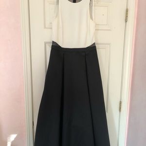 Black and White Lace Back Prom Gown